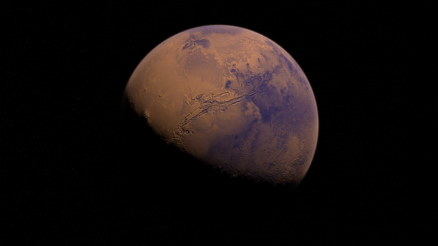 pohled na Mars z vesmíru